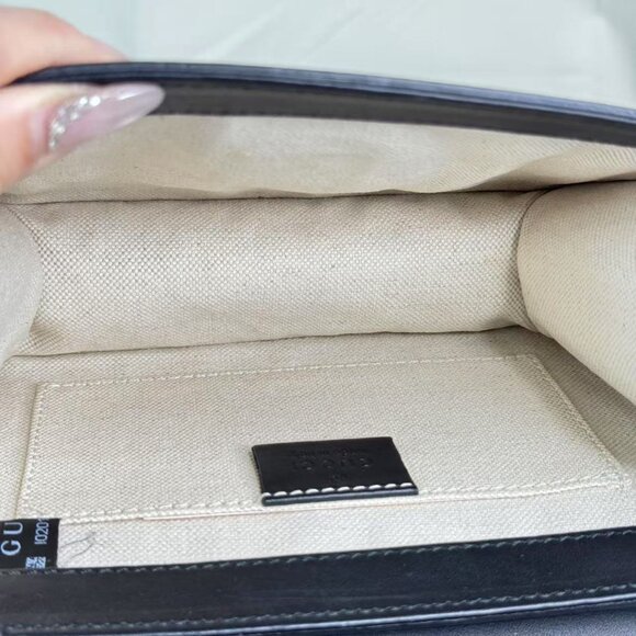 Gucci Black Pearly Peony Chain Shoulder Bag Leather - Picture 9 of 9